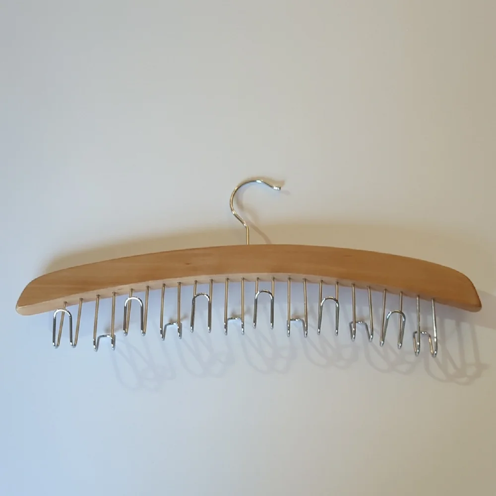 12 Hook Wooden Space Saver Hanger Belts Ties Organizer